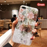 Shell Texture Flower with Finger Ring Phone Case Back Cover for iPhone 11/11 Pro/11 Pro Max/XS Max/XR/XS/X/8 Plus/8/7 Plus/7 - halloladies