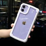 Shockproof Bumper Silicone Frame Transparent Candy Color Phone Case Back Cover - iPhone 12 Pro Max/12 Pro/12/12 Mini/SE/11 Pro Max/11 Pro/11/XS Max/XR/XS/X/8 Plus/8 - halloladies
