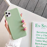 Simple Candy Color Soft Phone Case Back Cover for iPhone 12 Pro Max/12 Pro/12/12 Mini/SE/11 Pro Max/11 Pro/11/XS Max/XR/XS/X/8 Plus/8 - halloladies