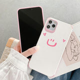 Cute Smile Love Heart Soft Leather Silicone Phone Case for iPhone 12 Pro Max/12 Pro/12/12 Mini/SE/11 Pro Max/11 Pro/11/XS Max/XR/XS/X/8 Plus/8 - halloladies