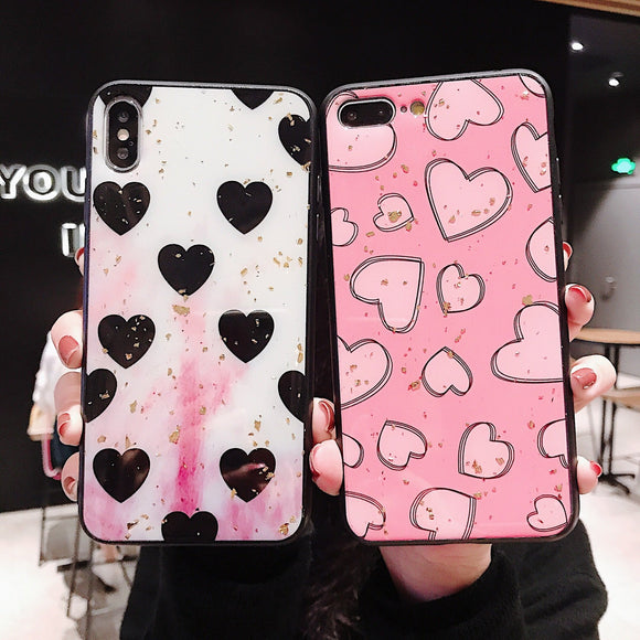 Gold Foil Love Heart Phone Case Back Cover - Xiaomi and Redmi - halloladies
