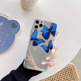 Laser Butterfly Transparent Soft Phone Case Back Cover - iPhone 12 Pro Max/12 Pro/12/12 Mini/SE/11 Pro Max/11 Pro/11/XS Max/XR/XS/X/8 Plus/8 - halloladies