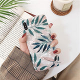Fashion Glitter Conch Shell Green Leaf Silicone Phone Case Back Cover for iPhone XS Max/XR/XS/X/8 Plus/8/7 Plus/7/6s Plus/6s/6 Plus/6 - halloladies