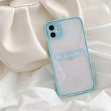 Contrast Color Letters Clear Matte Soft Phone Case Back Cover for iPhone 12 Pro Max/12 Pro/12/12 Mini/SE/11 Pro Max/11 Pro/11/XS Max/XR/XS/X/8 Plus/8 - halloladies