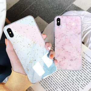 Glitter Gold Foil Marble Soft Phone Case Back Cover - iPhone 11/11 Pro/11 Pro Max/XS Max/XR/XS/X/8 Plus/8/7 Plus/7 - halloladies