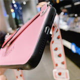 Fashion Lanyard Crossbody Wallet Leather Card Slot With Shoulder Strap Phone Case Back Cover - iPhone 11 Pro Max/11 Pro/11/XS Max/XR/XS/X/8 Plus/8/7 Plus/7 - halloladies