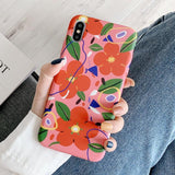 Retro Coloful Flower Leaf Phone Case Back Cover for iPhone 11 Pro Max/11 Pro/11/XS Max/XR/XS/X/8 Plus/8/7 Plus/7 - halloladies