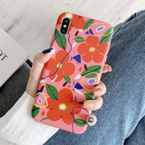 Retro Coloful Flower Leaf Phone Case Back Cover for iPhone 11 Pro Max/11 Pro/11/XS Max/XR/XS/X/8 Plus/8/7 Plus/7 - halloladies