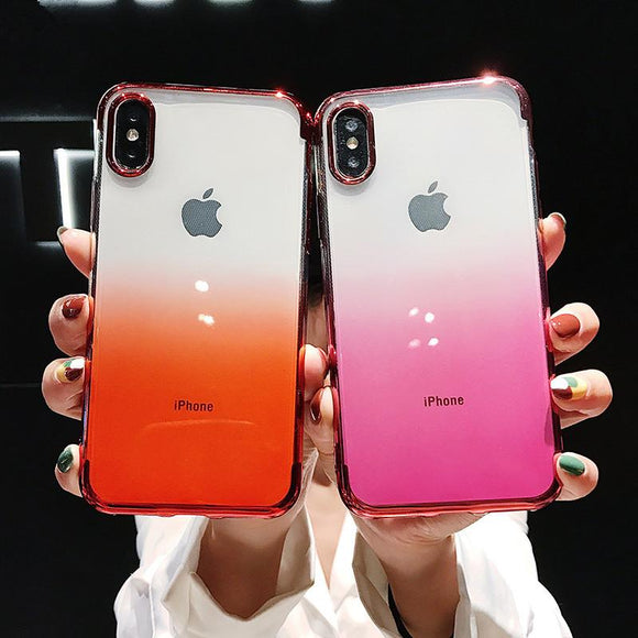 Luxury Solid Color Gradient Soft Silicon Phone Case Back Cover - iPhone XS Max/XR/XS/X/8 Plus/8/7 Plus/7/6s Plus/6s/6 Plus/6 - halloladies