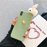 3D Rabbit Candy Color Love Heart Soft Phone Case Back Cover for iPhone 11/11 Pro/11 Pro Max/XS Max/XR/XS/X/8 Plus/8/7 Plus/7 - halloladies