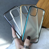 Plating Edge Transparent Matte Soft TPU Phone Case Back Cover for iPhone 11/11 Pro/11 Pro Max/XS Max/XR/XS/X/8 Plus/8/7 Plus/7 - halloladies