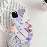 Geometric Marble Electroplated IMD Phone Case Back Cover - iPhone 11 Pro Max/11 Pro/11/XS Max/XR/XS/X/8 Plus/8/7 Plus/7 - halloladies