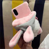 Rabbit Fur Ears Hat Phone Case Back Cover - iPhone XS Max/XR/XS/X/8 Plus/8/7 Plus/7/6s Plus/6s/6 Plus/6 - halloladies