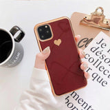 Electroplated Love Heart Phone Case Back Cover for iPhone 11/11 Pro/11 Pro Max/XS Max/XR/XS/X/8 Plus/8/7 Plus/7 - halloladies