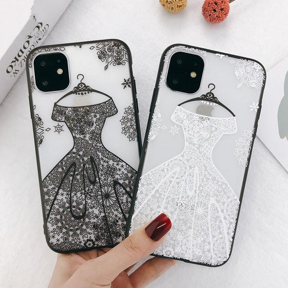 Lace Wedding Dress Transparent Phone Case Back Cover - iPhone 11/11 Pro/11 Pro Max/XS Max/XR/XS/X/8 Plus/8/7 Plus/7 - halloladies