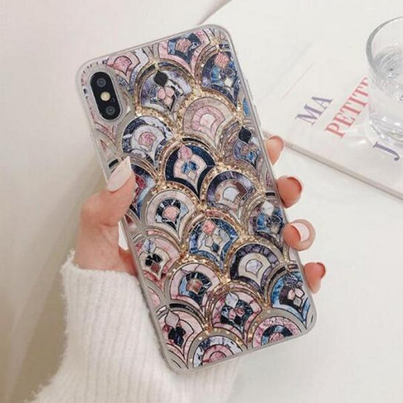 Luxury Vintage Floral Liquid Quicksand Soft Phone Case Back Cover - iPhone 12 Pro Max/12 Pro/12/12 Mini/SE/11 Pro Max/11 Pro/11/XS Max/XR/XS/X/8 Plus/8 - halloladies