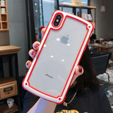 Shockproof Bumper Silicone Frame Transparent Candy Color Phone Case Back Cover - iPhone 12 Pro Max/12 Pro/12/12 Mini/SE/11 Pro Max/11 Pro/11/XS Max/XR/XS/X/8 Plus/8 - halloladies