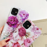 Shell Texture Bright Flower Phone Case Back Cover for iPhone 11/11 Pro/11 Pro Max/XS Max/XR/XS/X/8 Plus/8/7 Plus/7 - halloladies