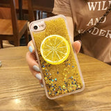 Bling Star Lemon Liquid Quicksand Soft TPU Phone Case Back Cover for iPhone 11/11 Pro/11 Pro Max/XS Max/XR/XS/X/8 Plus/8/7 Plus/7 - halloladies
