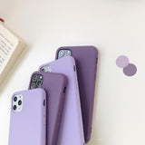 Purple Solid Color Soft Phone Case Back Cover for iPhone 12 Pro Max/12 Pro/12/12 Mini/SE/11 Pro Max/11 Pro/11/XS Max/XR/XS/X/8 Plus/8 - halloladies