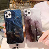 Simple Marble Texture Starry Sky Phone Case Back Cover - iPhone 11 Pro Max/11 Pro/11/XS Max/XR/XS/X/8 Plus/8/7 Plus/7 - halloladies