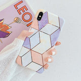 Plating Geometric Marble Phone Case Back Cover - iPhone 11/11 Pro/11 Pro Max/XS Max/XR/XS/X/8 Plus/8/7 Plus/7 - halloladies