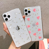 Glitter Powder Love Heart Clear Phone Case Back Cover - iPhone 11 Pro Max/11 Pro/11/XS Max/XR/XS/X/8 Plus/8/7 Plus/7 - halloladies