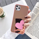 Heart Mirror Acrylic Letters Phone Case Back Cover for iPhone 11 Pro Max/11 Pro/11/XS Max/XR/XS/X/8 Plus/8/7 Plus/7 - halloladies