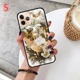 Cartoon Christmas Tempered Glass Phone Case Back Cover - iPhone 11/11 Pro/11 Pro Max/XS Max/XR/XS/X/8 Plus/8/7 Plus/7 - halloladies