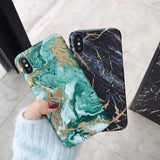 Green Black Marble Classic Marble Phone Case Back Cover for iPhone 11/11 Pro/11 Pro Max/XS Max/XR/XS/X/8 Plus/8/7 Plus/7 - halloladies