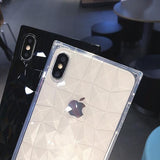 Diamond Pattern Monochrome Square Silicone Phone Case Back Cover for IPhone XS Max/XR/XS/X/8 Plus/8/7 Plus/7/6s Plus/6s/6 Plus/6 - halloladies