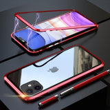 Luxury 360 Magnetic Metal Two Side Tempered Glass Phone Case Back Cover for iPhone 11 Pro Max/11 Pro/11/XS Max/XR/XS/X/8 Plus/8/7 Plus/7/6s Plus/6s/6 Plus/6 - halloladies