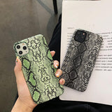 Retro Snake Skin Phone Case Back Cover for iPhone 11 Pro Max/11 Pro/11/XS Max/XR/XS/X/8 Plus/8/7 Plus/7 - halloladies