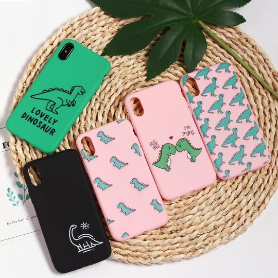 Cute Cartoon Dinosaur Pattern Phone Case Back Cover for IPhone XS Max/XR/XS/X/8 Plus/8/7 Plus/7/6s Plus/6s/6 Plus/6 - halloladies