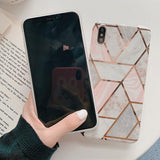 Fashion Artistic Geometric Marble Soft Silicone Phone Case Back Cover for iPhone XS Max/XR/XS/X/8 Plus/8/7 Plus/7/6s Plus/6s/6 Plus/6 - halloladies