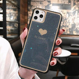 Glitter Stars Bling Powder Love Heart Phone Case Back Cover - iPhone 11/11 Pro/11 Pro Max/XS Max/XR/XS/X/8 Plus/8/7 Plus/7 - halloladies