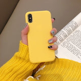 Simple Solid Color Matte Soft TPU Phone Case Back Cover for iPhone 11/11 Pro/11 Pro Max/XS Max/XR/XS/X/8 Plus/8/7 Plus/7 - halloladies