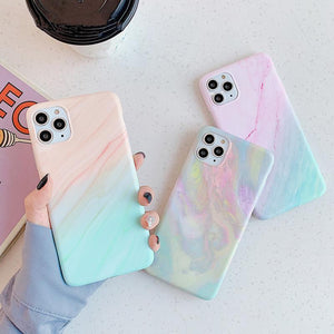 Vintage Gradual Color Marble Soft Phone Case Back Cover - iPhone 12 Pro Max/12 Pro/12/12 Mini/SE/11 Pro Max/11 Pro/11/XS Max/XR/XS/X/8 Plus/8 - halloladies