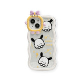 Cute Cartoon Doggy with Curly Wavy Frame Clear Case for iPhone