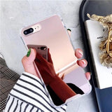 Plating Mirror Airbag Corner Phone Case Back Cover for iPhone XS Max/XR/XS/X/8 Plus/8/7 Plus/7/6s Plus/6s/6 Plus/6 - halloladies