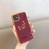 Plating Edge Letter Love Heart Phone Case Back Cover for iPhone 11/11 Pro/11 Pro Max/XS Max/XR/XS/X/8 Plus/8/7 Plus/7 - halloladies