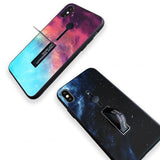 Night Sky Moon Nebula Stretch Ring Stand Design Phone Case Back Cover for iPhone 11 Pro Max/11 Pro/11/XS Max/XR/XS/X/8 Plus/8/7 Plus/7/6s Plus/6s/6 Plus/6 - halloladies
