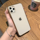 Plating Edge Transparent Matte Soft TPU Phone Case Back Cover for iPhone 11/11 Pro/11 Pro Max/XS Max/XR/XS/X/8 Plus/8/7 Plus/7 - halloladies