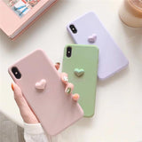 Cute 3D Love Heart Phone Case Back Cover - iPhone 11 Pro Max/11 Pro/11/XS Max/XR/XS/X/8 Plus/8/7 Plus/7 - halloladies