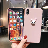 3D Cute Rabbit Cat Solid Color Soft Phone Case Back Cover for iPhone 12 Pro Max/12 Pro/12/12 Mini/SE/11 Pro Max/11 Pro/11/XS Max/XR/XS/X/8 Plus/8 - halloladies