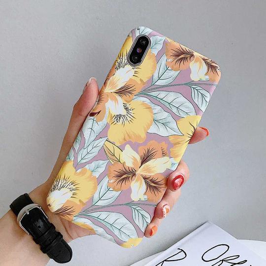 Retro Yellow Flower Phone Case Back Cover for iPhone XS Max/XR/XS/X/8 Plus/8/7 Plus/7/6s Plus/6s/6 Plus/6 - halloladies