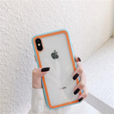 Simple Candy Color Edge Clear Phone Case Back Cover - iPhone 11/11 Pro/11 Pro Max/XS Max/XR/XS/X/8 Plus/8/7 Plus/7 - halloladies