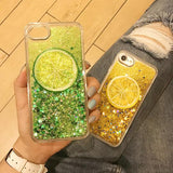 Bling Star Lemon Liquid Quicksand Soft TPU Phone Case Back Cover for iPhone 11/11 Pro/11 Pro Max/XS Max/XR/XS/X/8 Plus/8/7 Plus/7 - halloladies