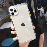 Transparent Candy Color Button Soft Phone Case Back Cover - iPhone 11/11 Pro/11 Pro Max/XS Max/XR/XS/X/8 Plus/8/7 Plus/7 - halloladies