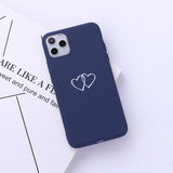 Simple Candy Color Double Hollow Love Heart Soft Phone Case Back Cover - iPhone 11/11 Pro/11 Pro Max/XS Max/XR/XS/X/8 Plus/8/7 Plus/7 - halloladies